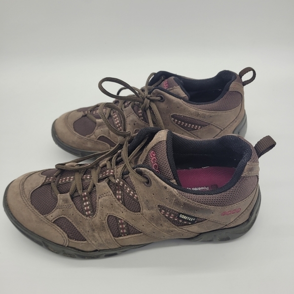 Ecco Womens Receptor Gortex Brown Suede Low Top Hiking Running Shoes 8 - 8.5 - Picture 8 of 14